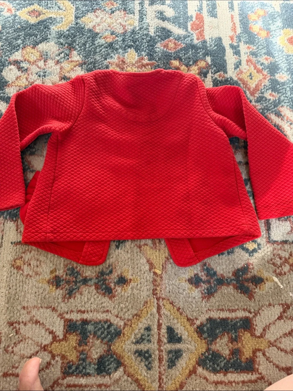 Janie and Jack Bright Red Quilted Jacket with Gold Buttons